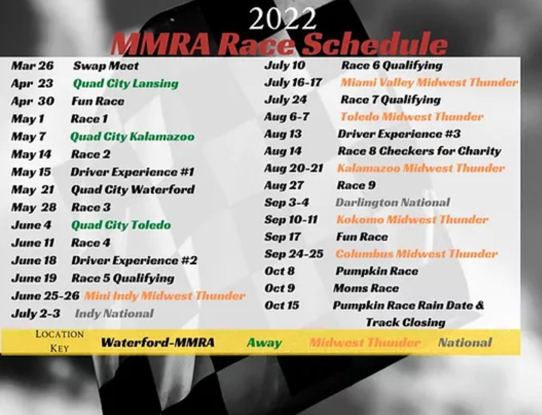 2022 Race Schedule