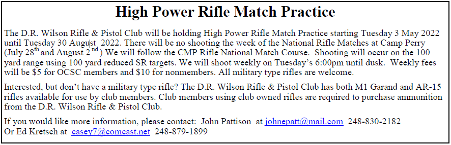 High Power Rifle Match Practice