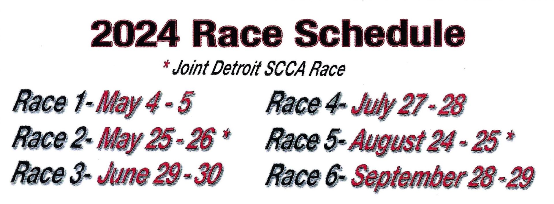 2024 Race Schedule